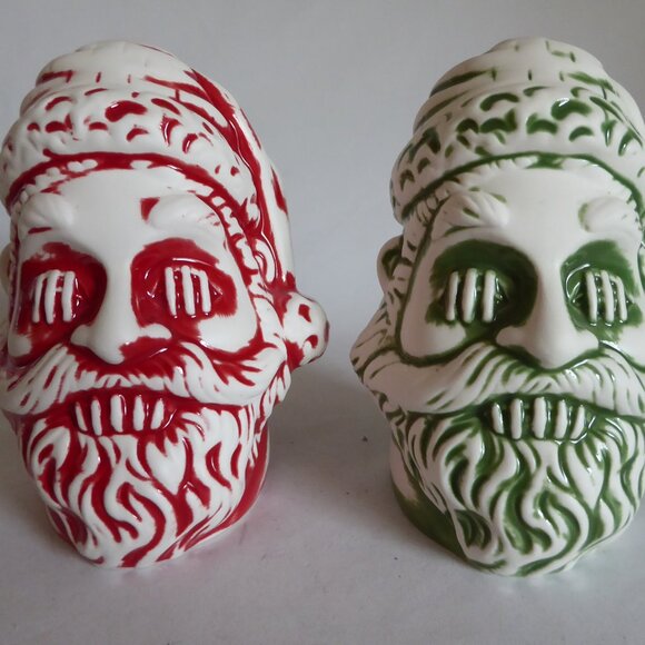NEW 2020 LOST TEMPLE TRADERS SHRUNKEN SANTA CLAUS HEAD CERAMIC TIKI MUG SET - Picture 2 of 13